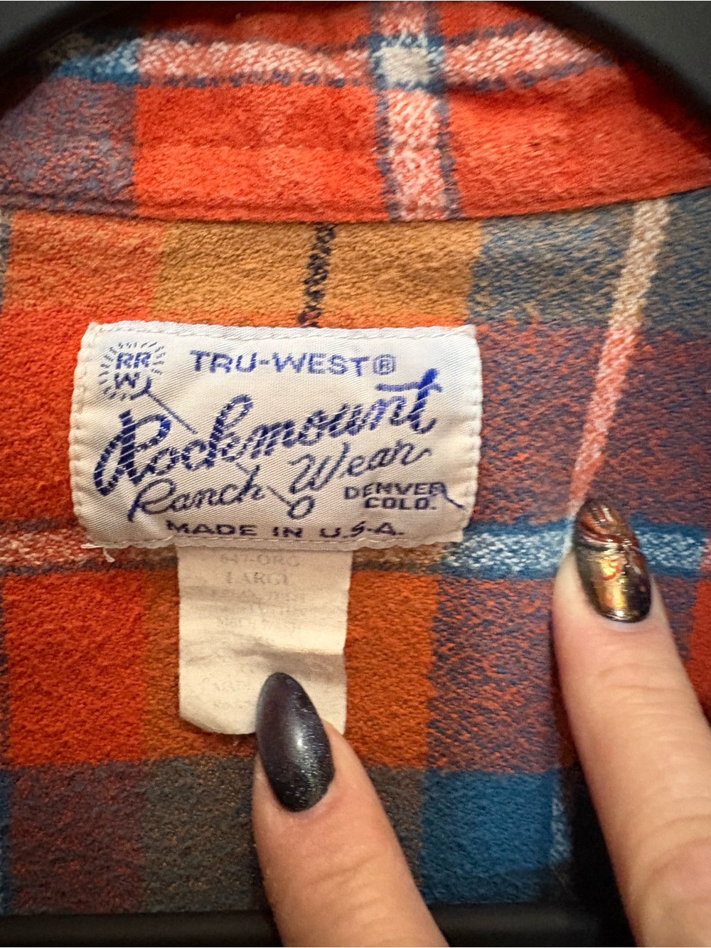 Classic Plaid Button-Down Shirt in Orange, Blue & Brown - Picture 4 of 6